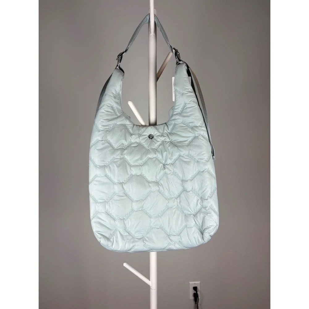 Lululemon Quilty Pleasures Shoulder Bag Pastel Cyan Blue Quilted Bag LW9FXQS NWT